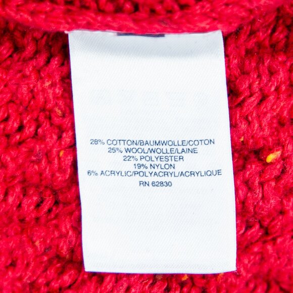 Land's End Red Crew Neck Cable-Knit Sweater, size M - Picture 5 of 6